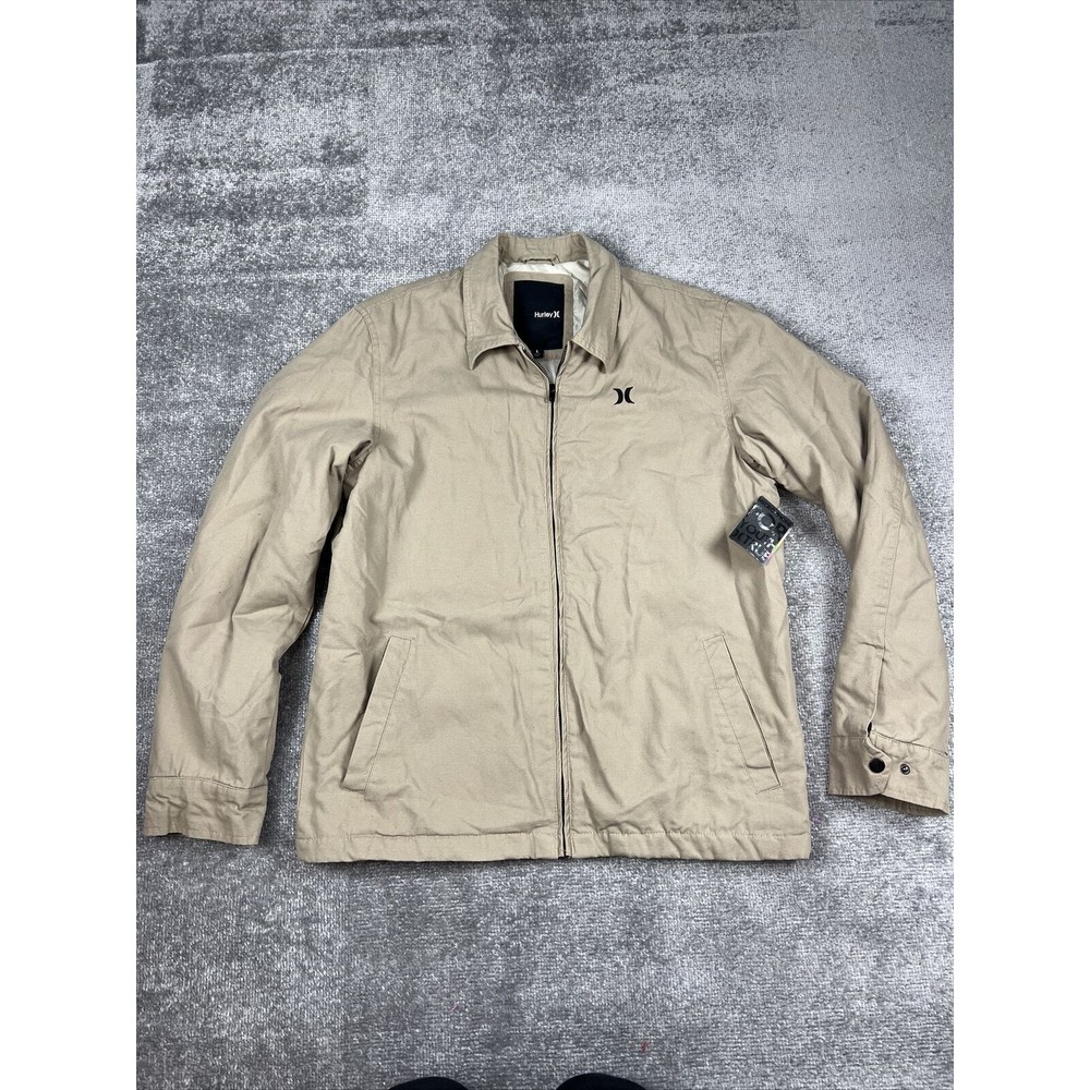 MENS HURLEY OMIT FULL ZIP LONG SLEEVE LINED JACKET SAND SZ LARGE NWT